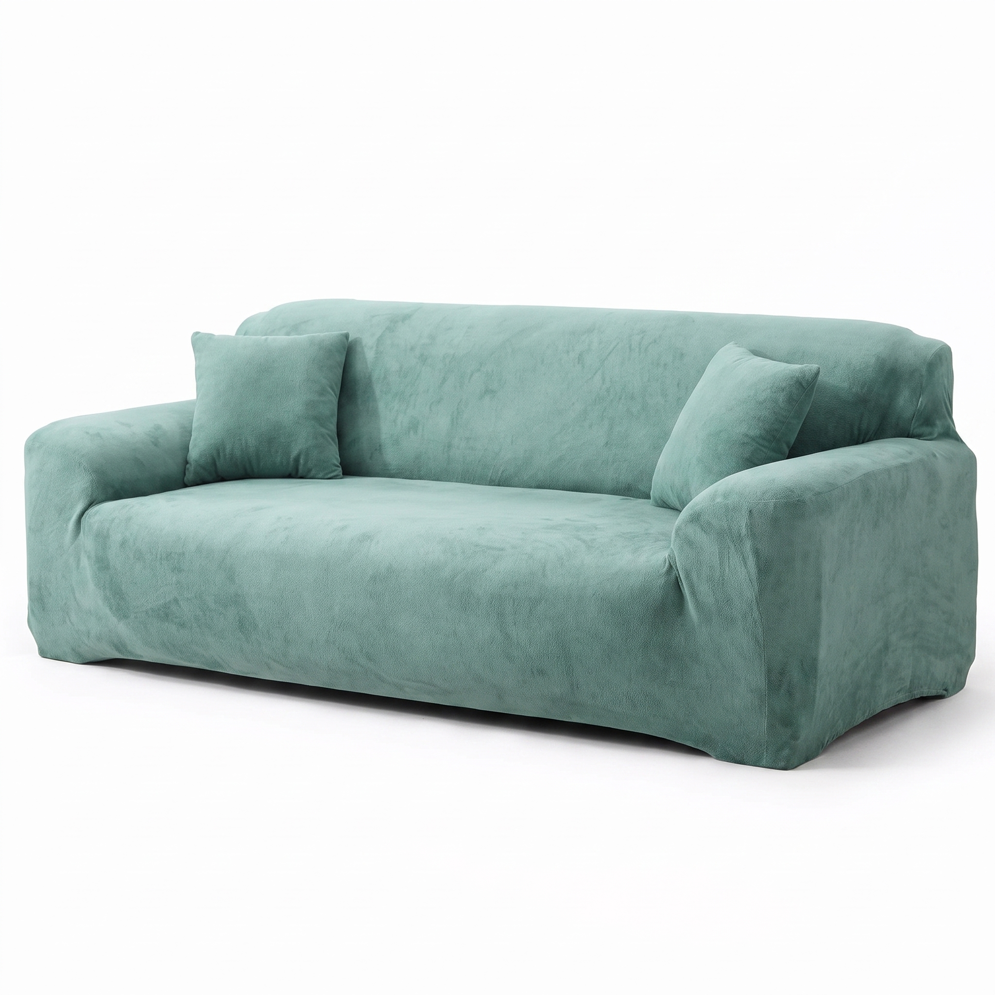 Stretch Sofa Slipcover – Lake Green Velvet – product photo on a white background | Brivenzo