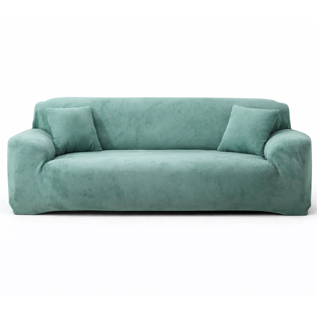 Stretch Sofa Slipcover – Lake Green Velvet – product view 4 | Brivenzo