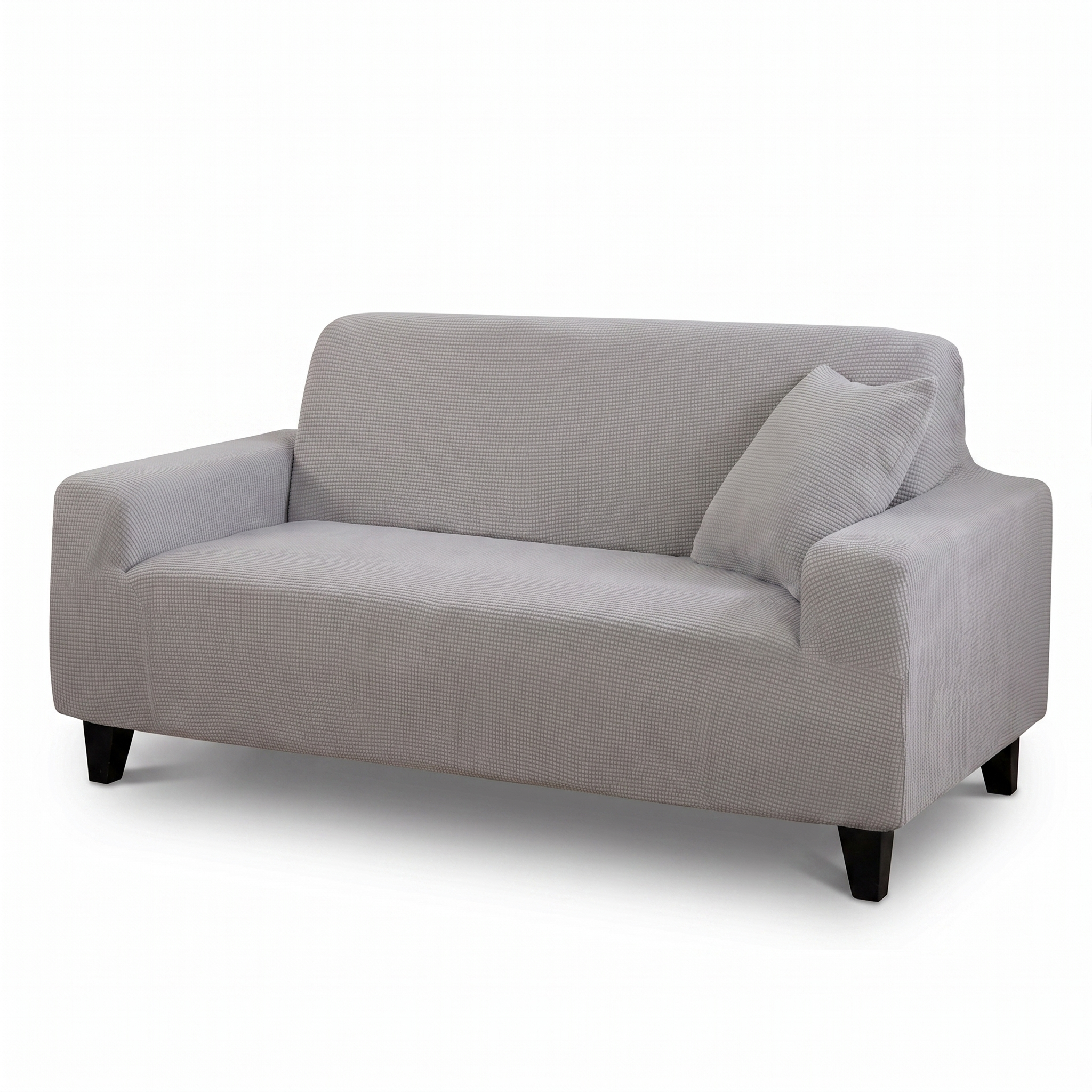 Stretch Sofa Slipcover – Light Grey Ribbed Stretch Fabric – product photo on a white background | Brivenzo