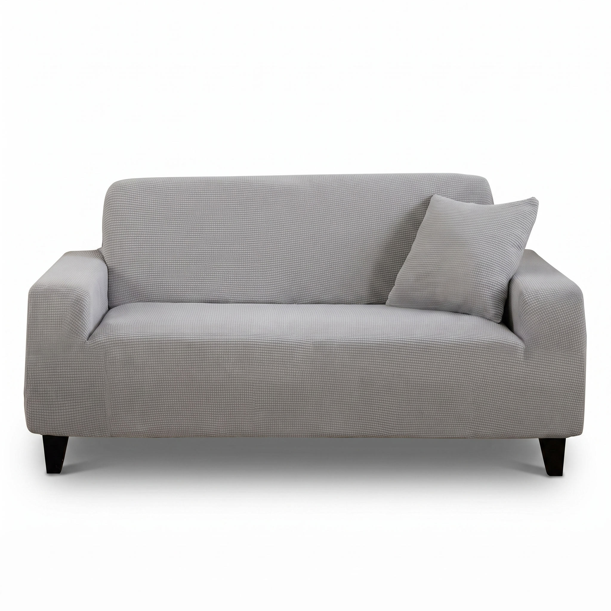 Stretch Sofa Slipcover – Light Grey Ribbed Stretch Fabric – product view 4 | Brivenzo