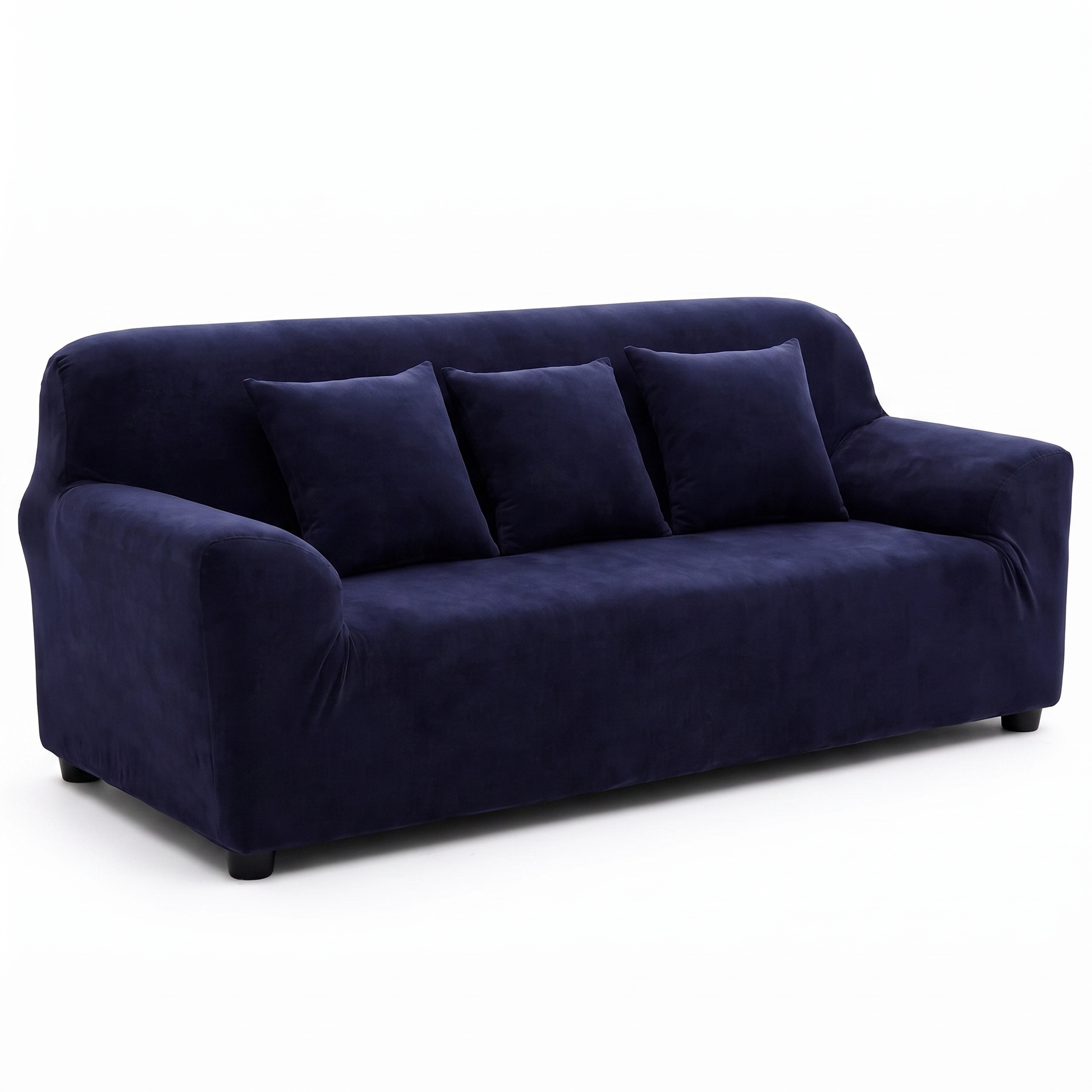 Stretch Sofa Slipcover – Midnight Blue Velvet – product photo on a white background | Brivenzo