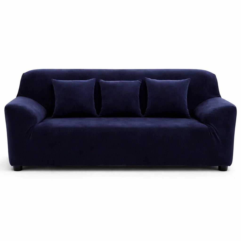 Stretch Sofa Slipcover – Midnight Blue Velvet – product view 4 | Brivenzo