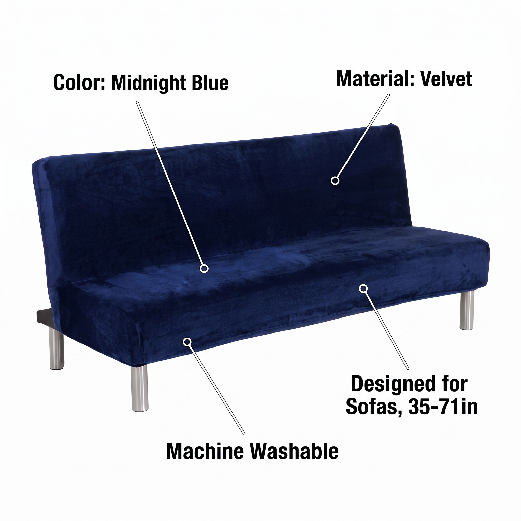 Stretch Sofa Slipcover – Midnight Blue Velvet Sofa Bed – features and specifications overview | Brivenzo