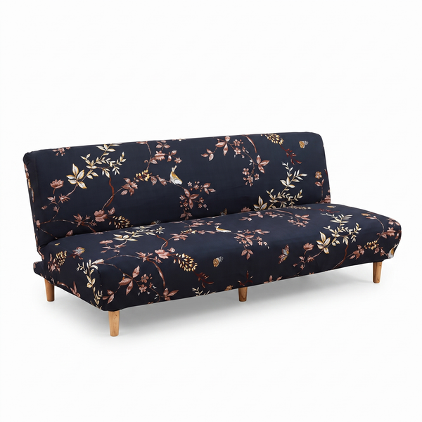 Stretch Sofa Slipcover – Navy Pink Floral Print Sofa Bed – product photo on a white background | Brivenzo