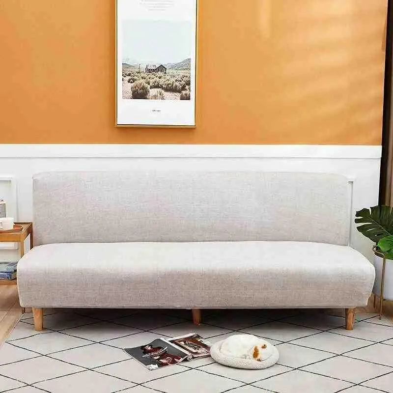 Stretch Sofa Slipcover – Oatmeal Beige Sofa Bed – product view 4 | Brivenzo