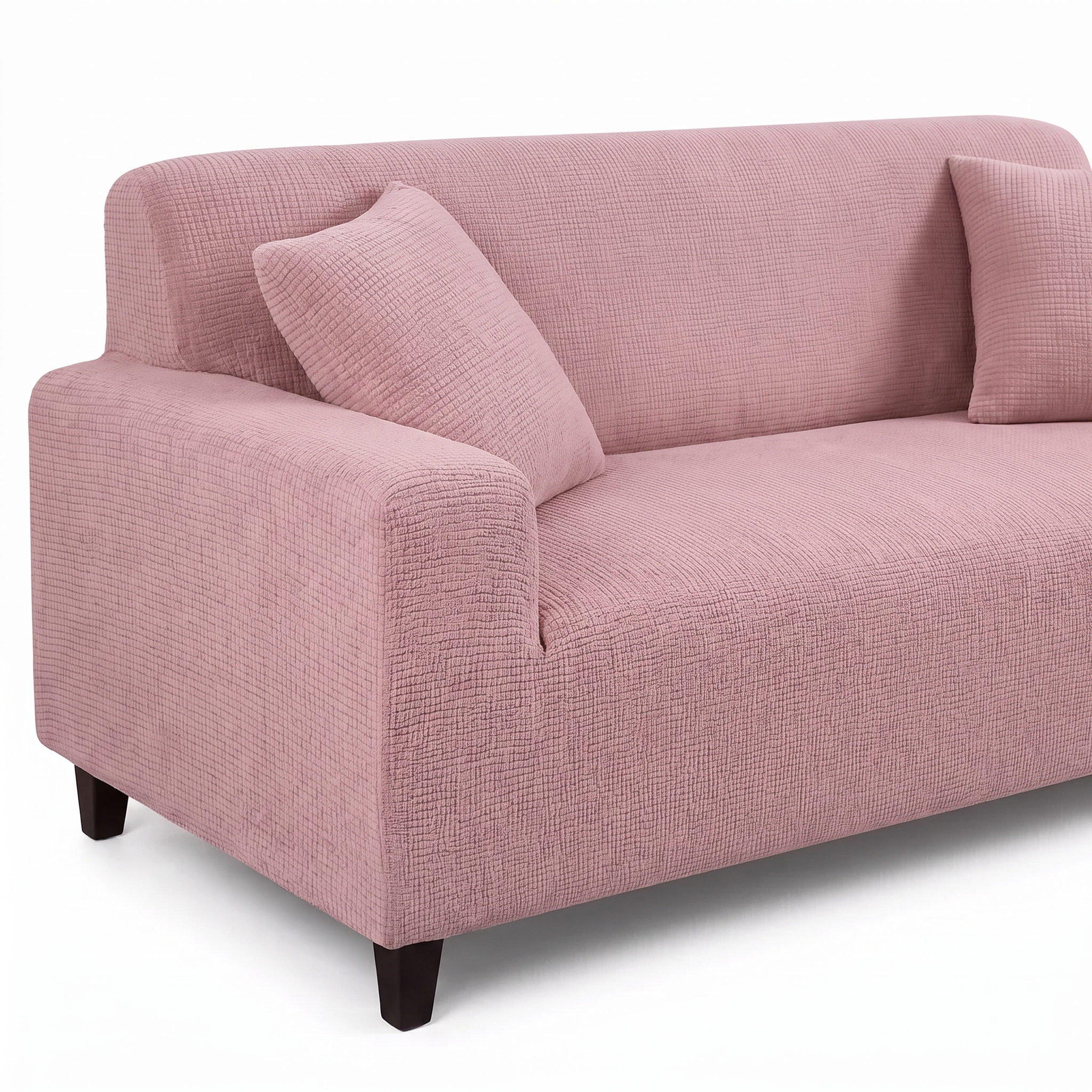 Pink waterproof sofa cover - front view