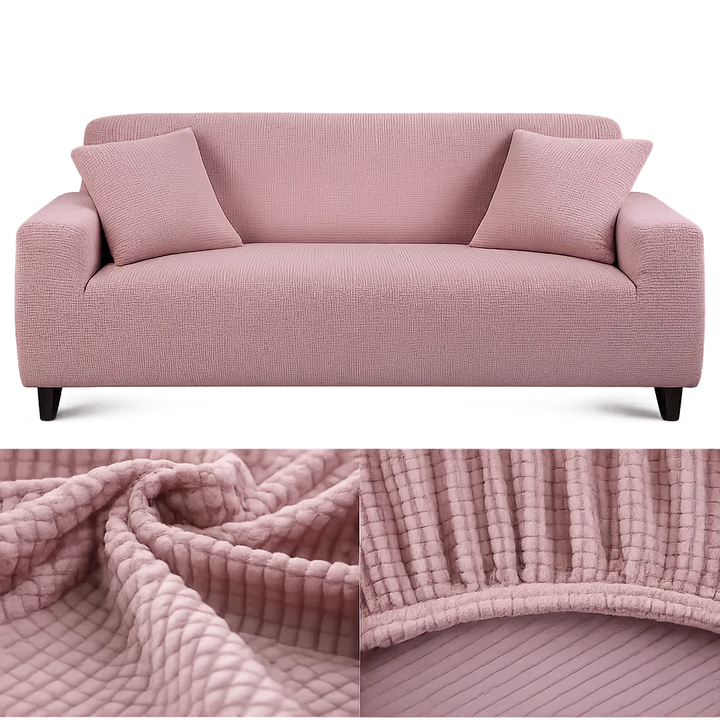 Stretch Sofa Slipcover – Pink Microfiber – product view 4 | Brivenzo