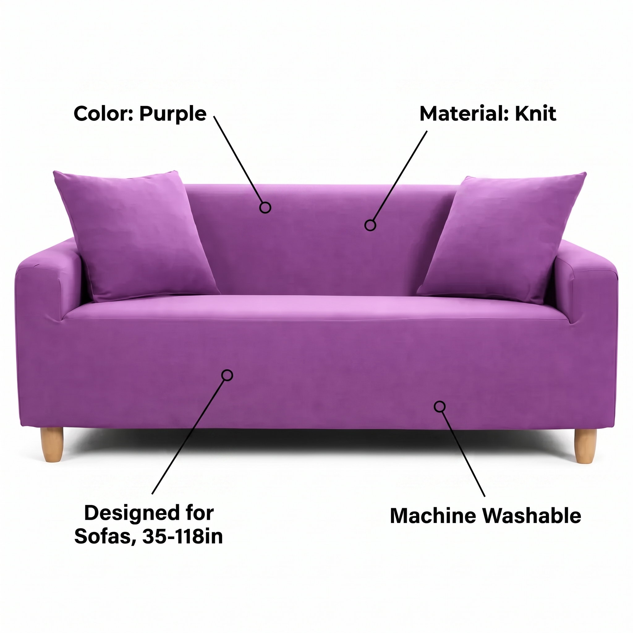Stretch Sofa Slipcover – Purple – features and specifications overview | Brivenzo
