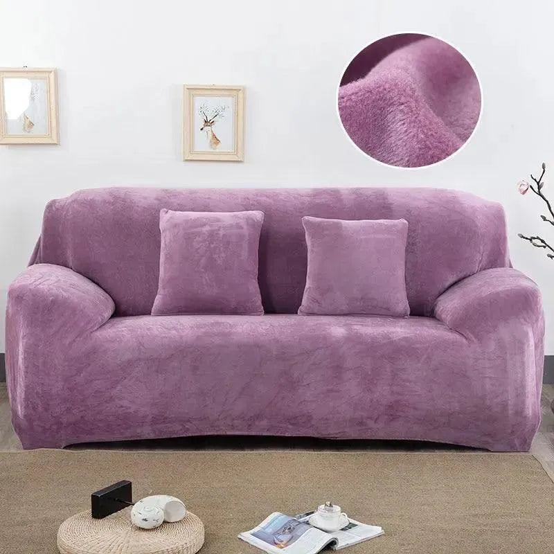 Stretch Sofa Slipcover – Purple Velvet – product view 5 | Brivenzo