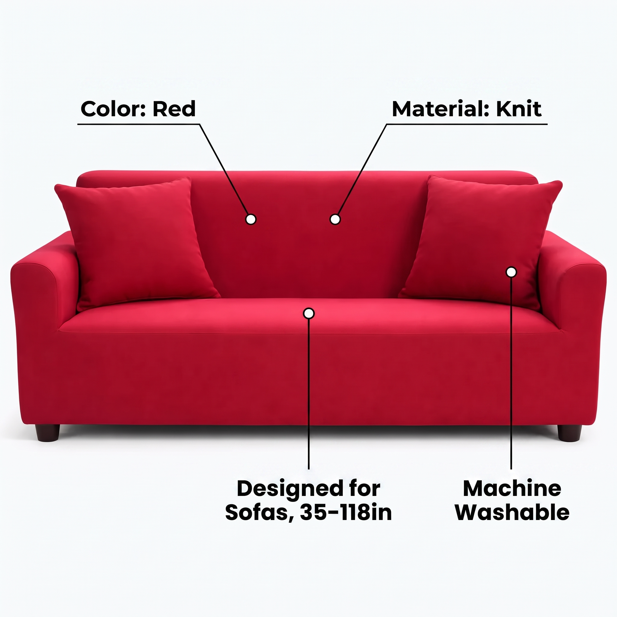 Stretch Sofa Slipcover – Red – features and specifications overview | Brivenzo
