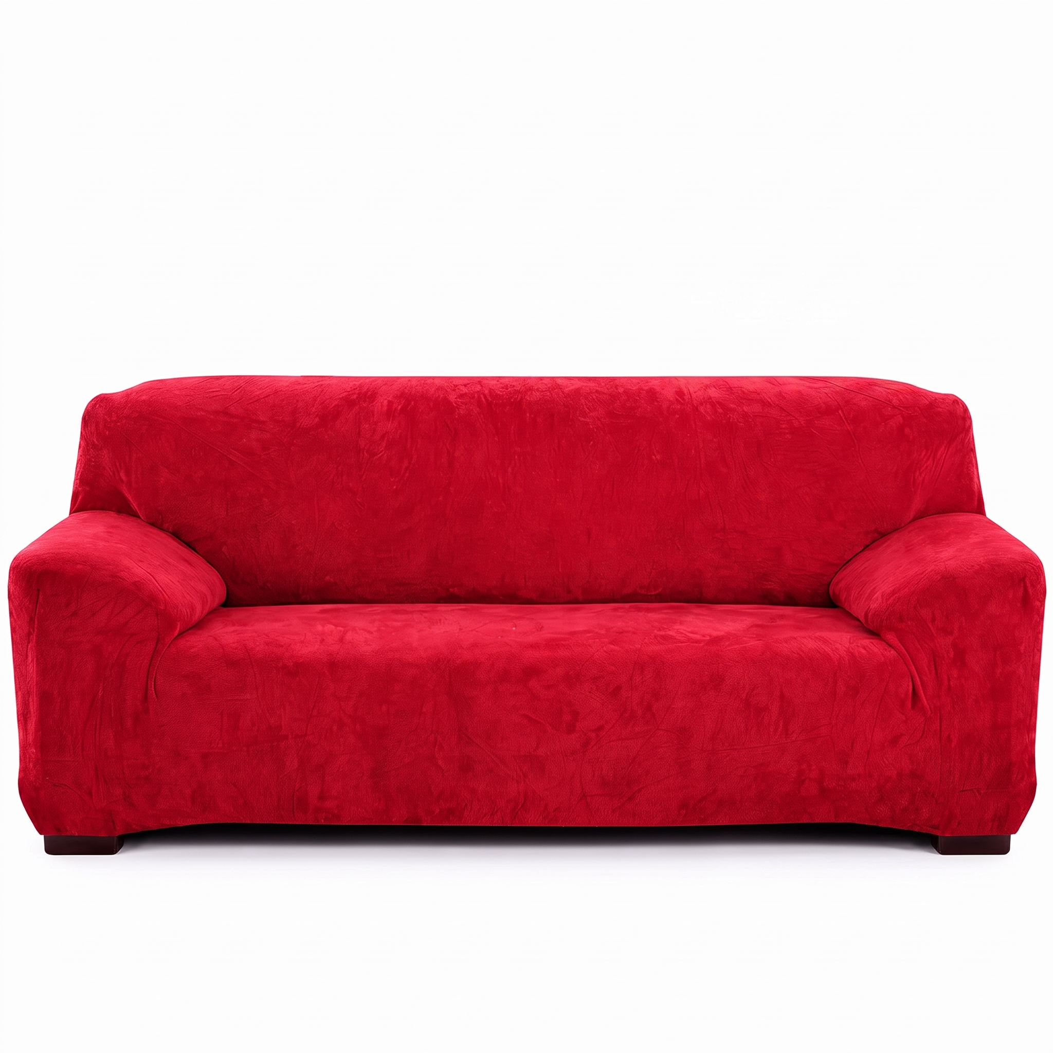 Stretch Sofa Slipcover – Red Velvet – product photo on a white background | Brivenzo