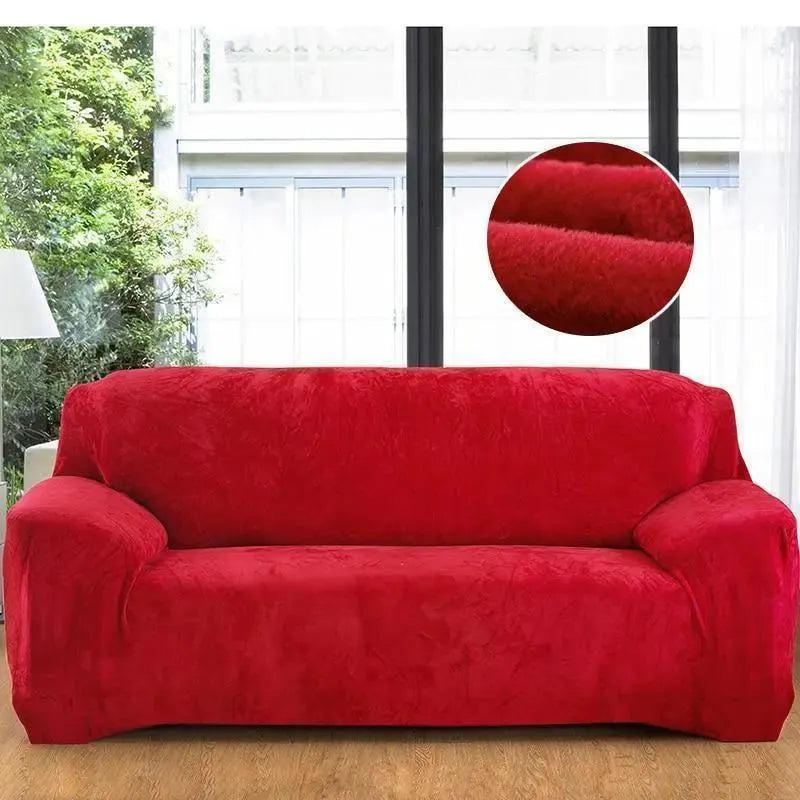 Stretch Sofa Slipcover – Red Velvet – product view 5 | Brivenzo