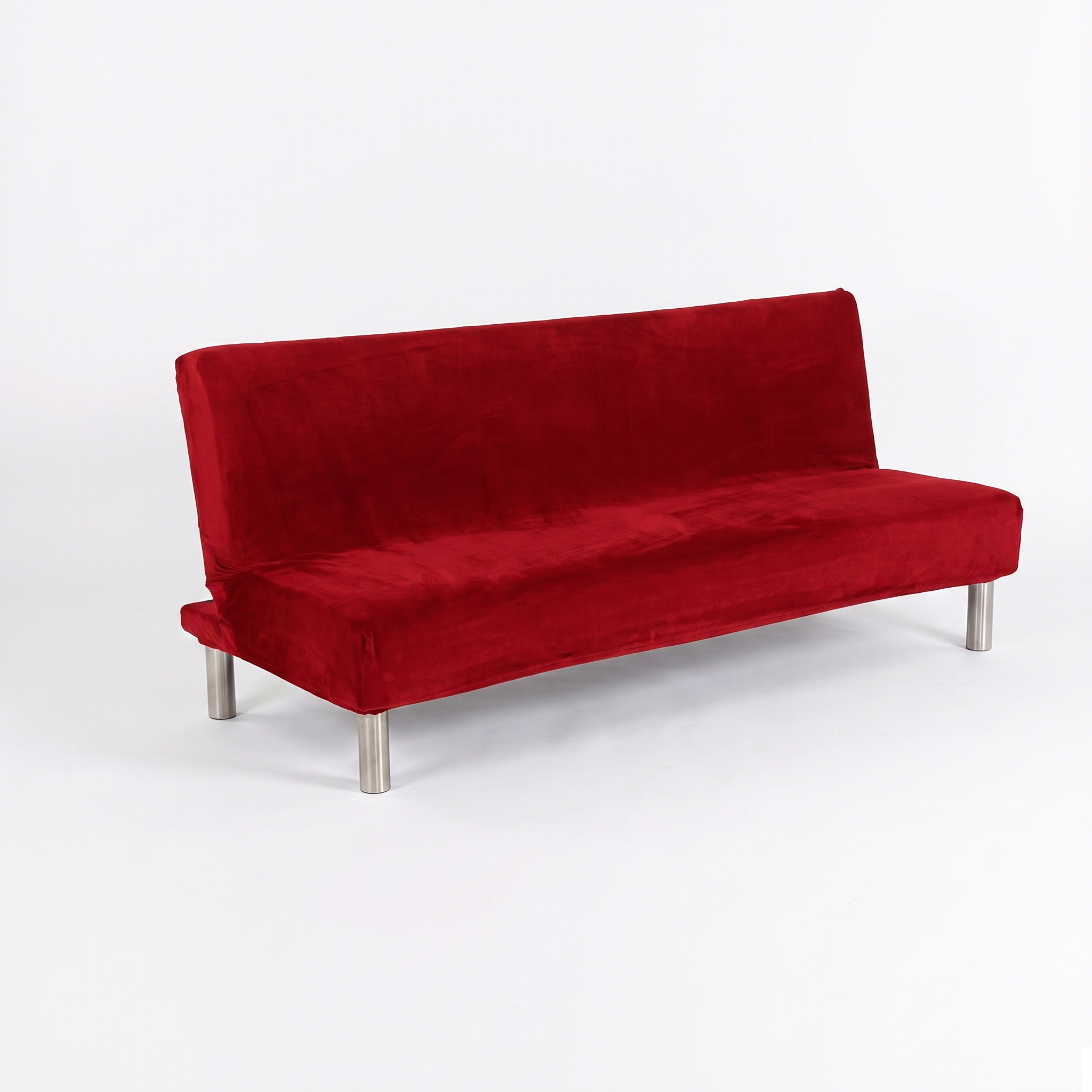 Stretch Sofa Slipcover – Red Velvet Sofa Bed – product photo on a white background | Brivenzo