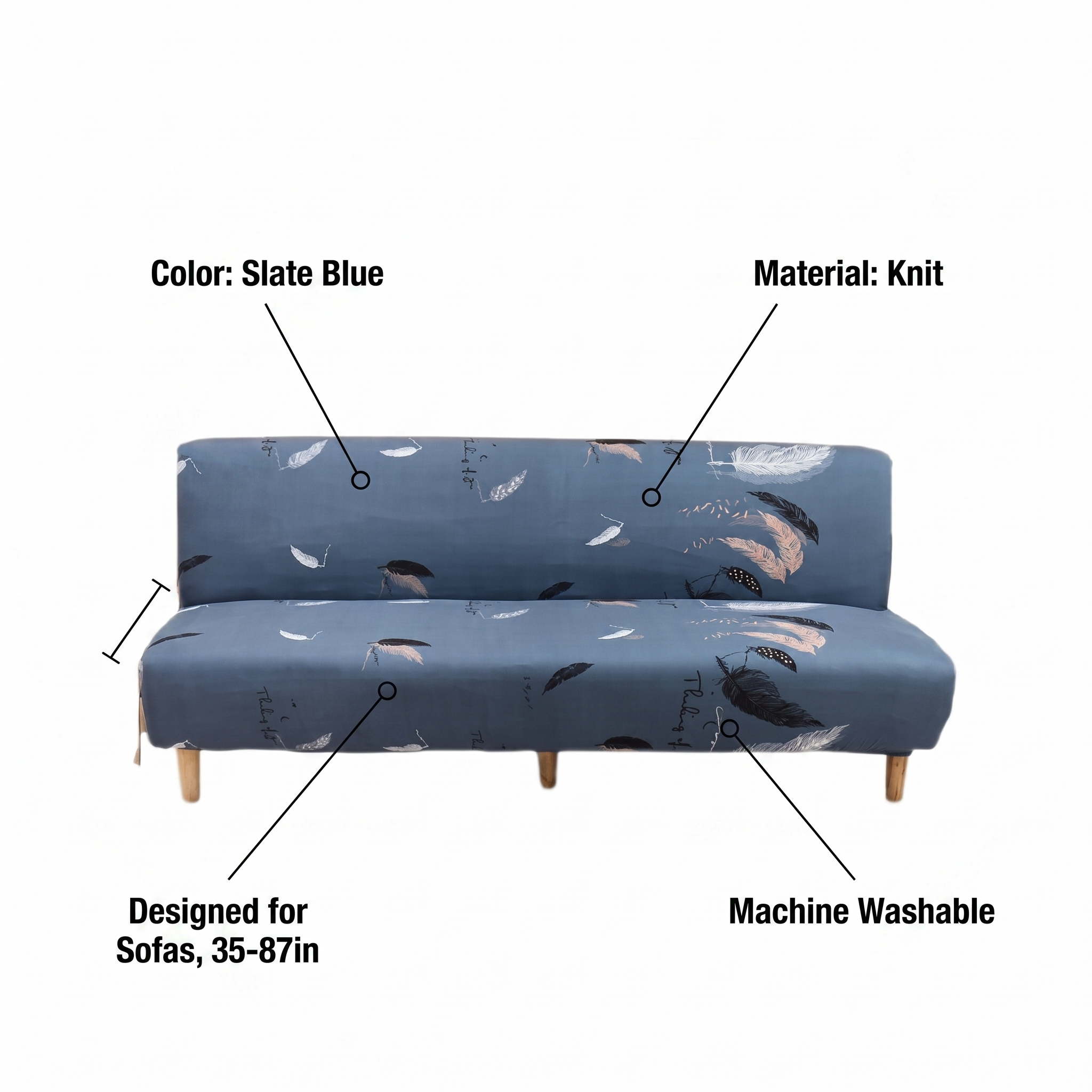 Stretch Sofa Slipcover – Slate Blue Feather Print Sofa Bed – features and specifications overview | Brivenzo