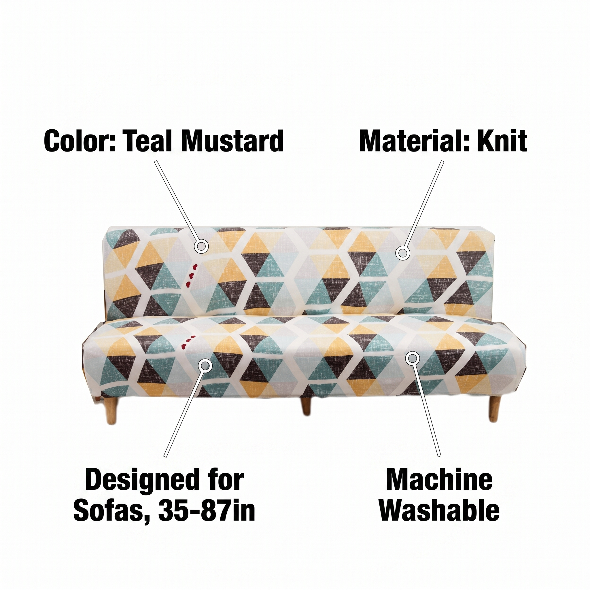 Stretch Sofa Slipcover – Teal Mustard Grey Diamond Print Sofa Bed – features and specifications overview | Brivenzo