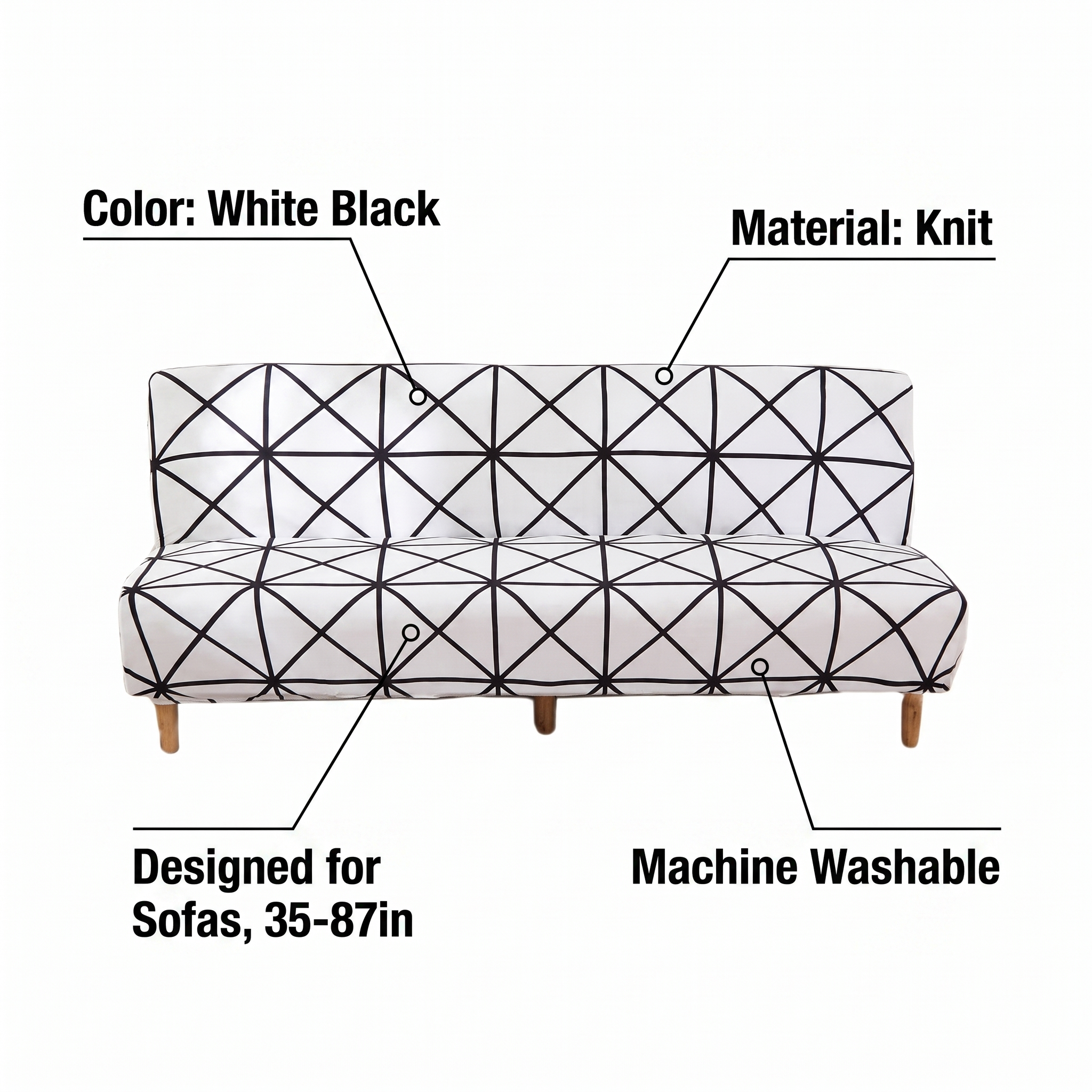 Stretch Sofa Slipcover – White Black Geometric Crystal Print Sofa Bed – features and specifications overview | Brivenzo
