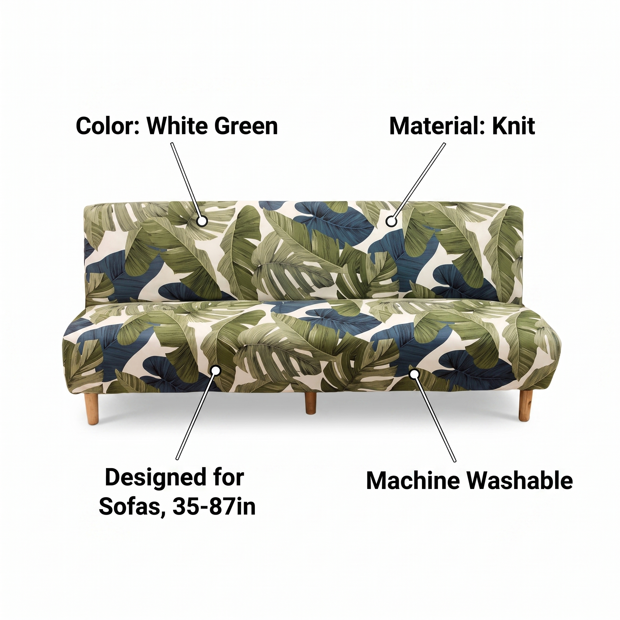 Stretch Sofa Slipcover – White Green Palm Leaf Print Sofa Bed – features and specifications overview | Brivenzo
