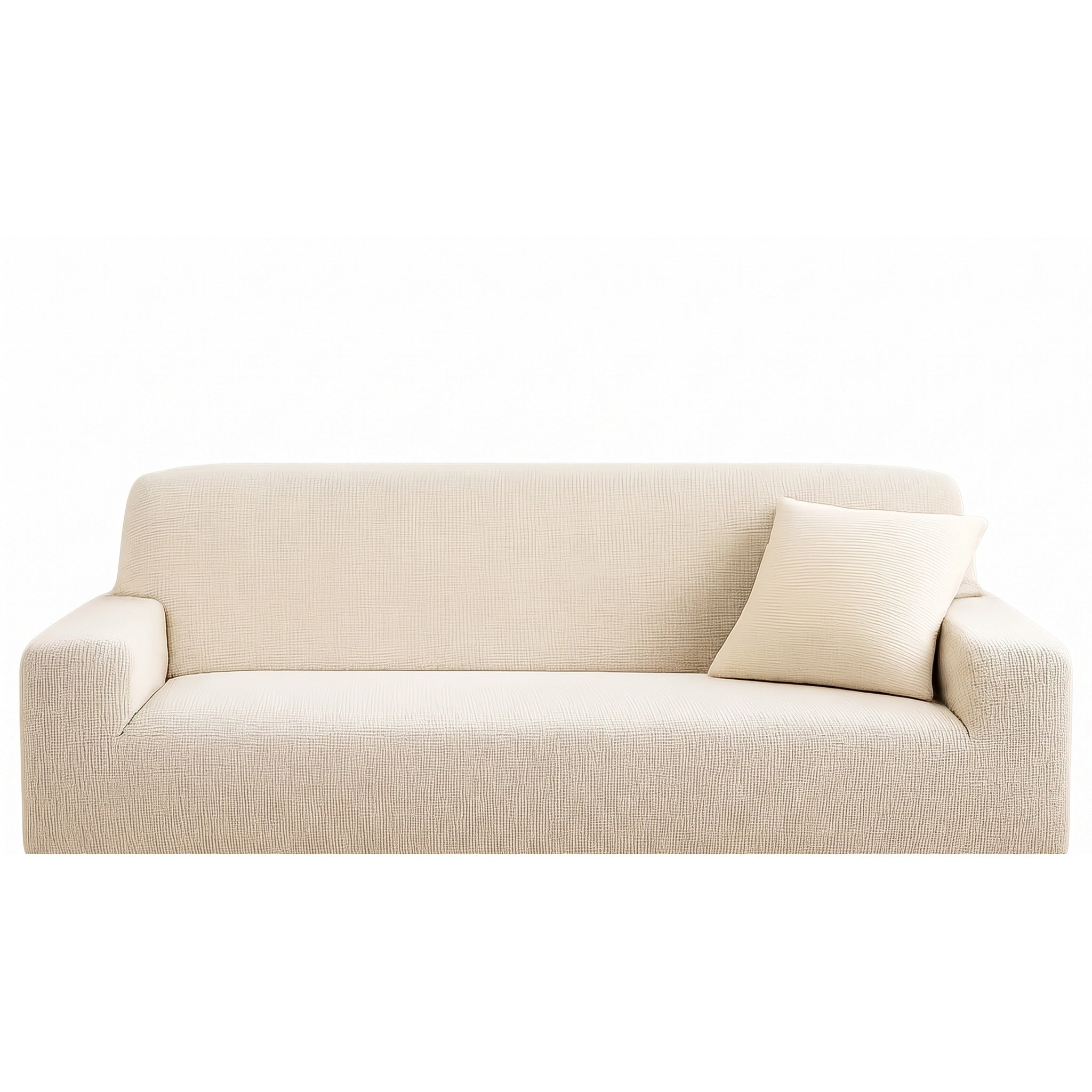 Stretch Sofa Slipcover – White Ribbed Stretch Fabric – product view 1 | Brivenzo