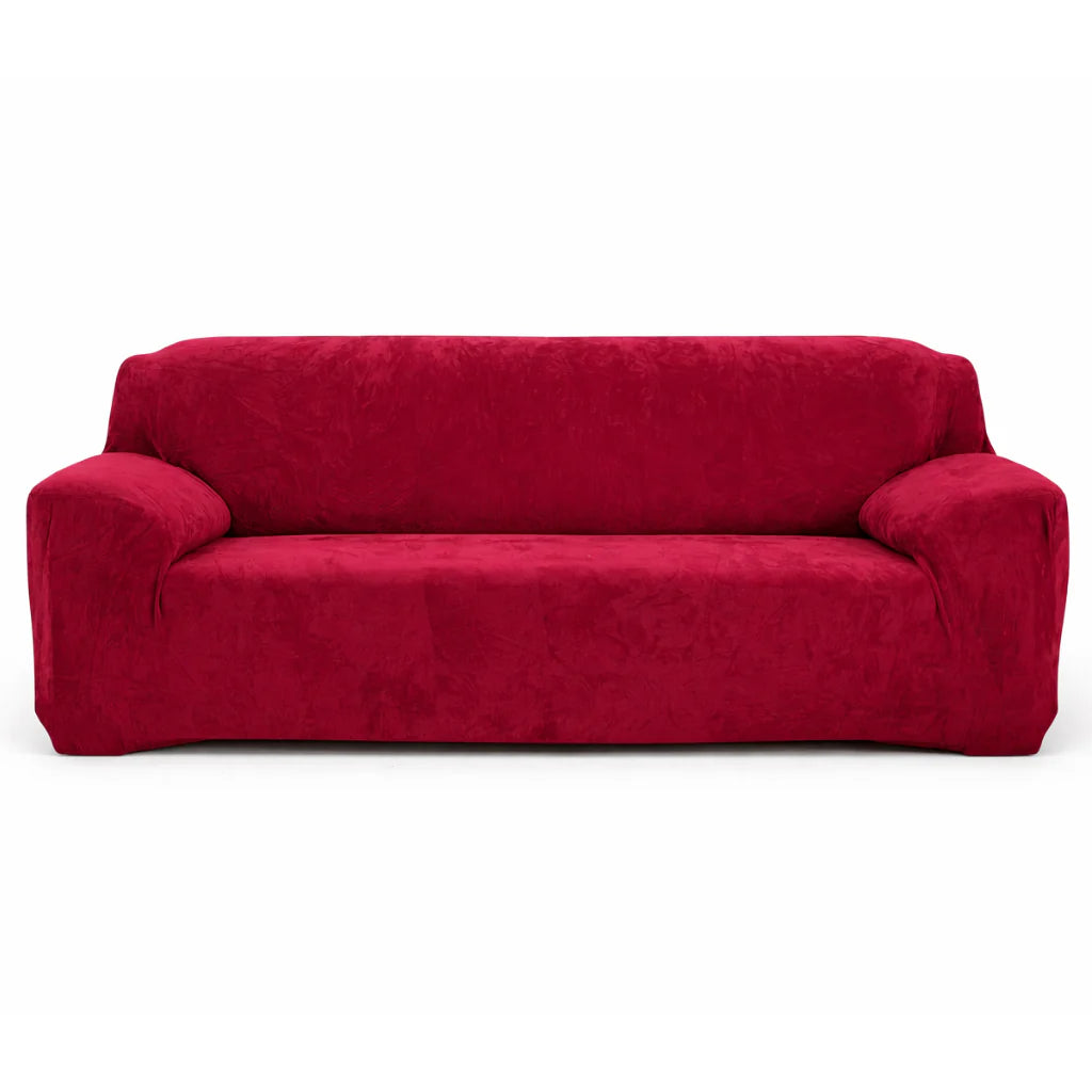 Stretch Sofa Slipcover – Wine Red Velvet – product view 4 | Brivenzo