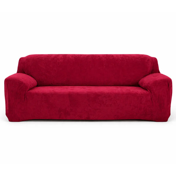 Stretch Sofa Slipcover | Wine Red Velvet, Couch Cover, 1-4 Seat, 35-118in