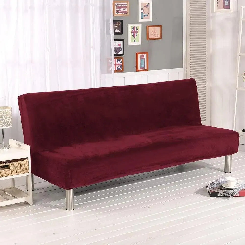Stretch Sofa Slipcover – Wine Red Velvet Sofa Bed – product view 4 | Brivenzo