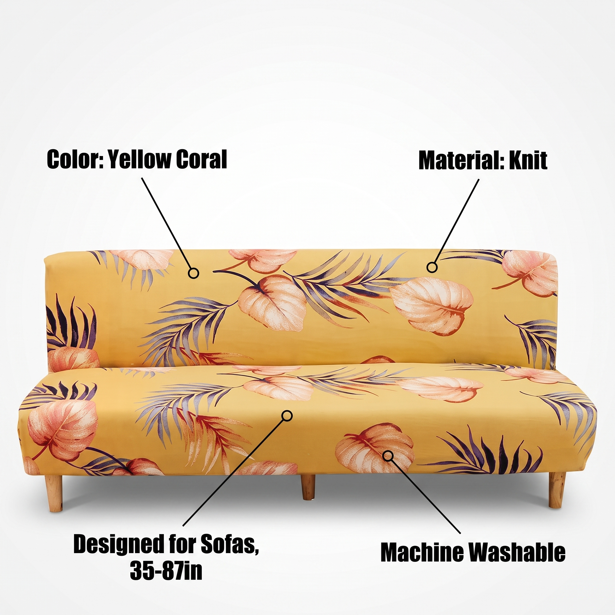 Stretch Sofa Slipcover – Yellow Coral Tropical Leaf Print Sofa Bed – features and specifications overview | Brivenzo