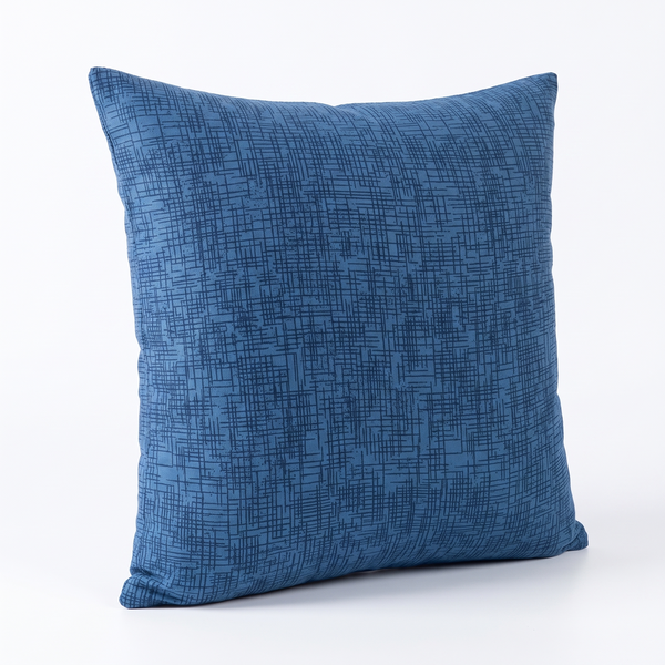 Throw Pillow Cover – Denim Blue Crosshatch Print – product photo on a white background | Brivenzo