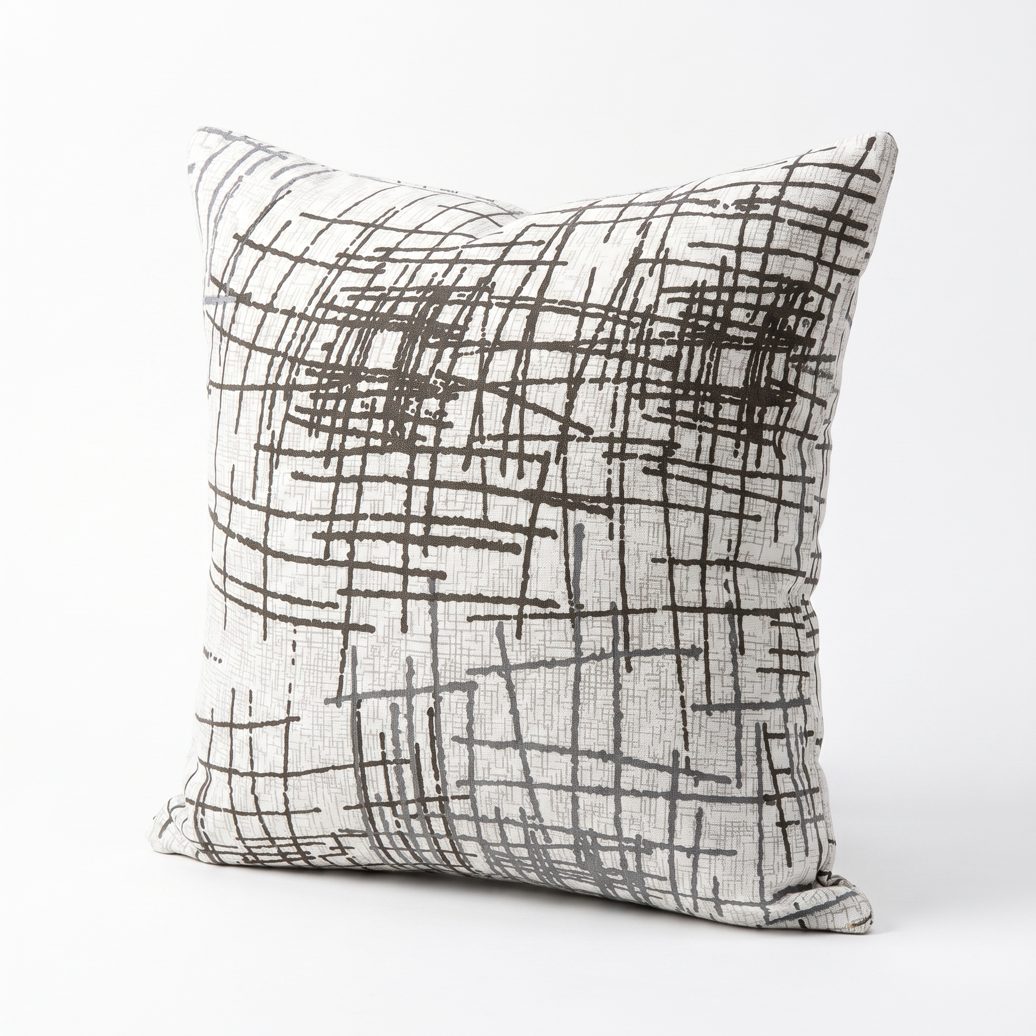 Throw Pillow Cover – Grey White Crosshatch Scratch Print – product photo on a white background | Brivenzo