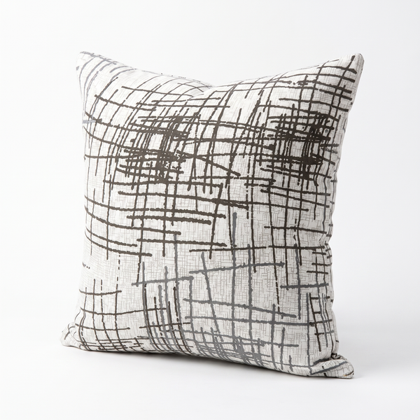 Throw Pillow Cover – Grey White Crosshatch Scratch Print – product photo on a white background | Brivenzo