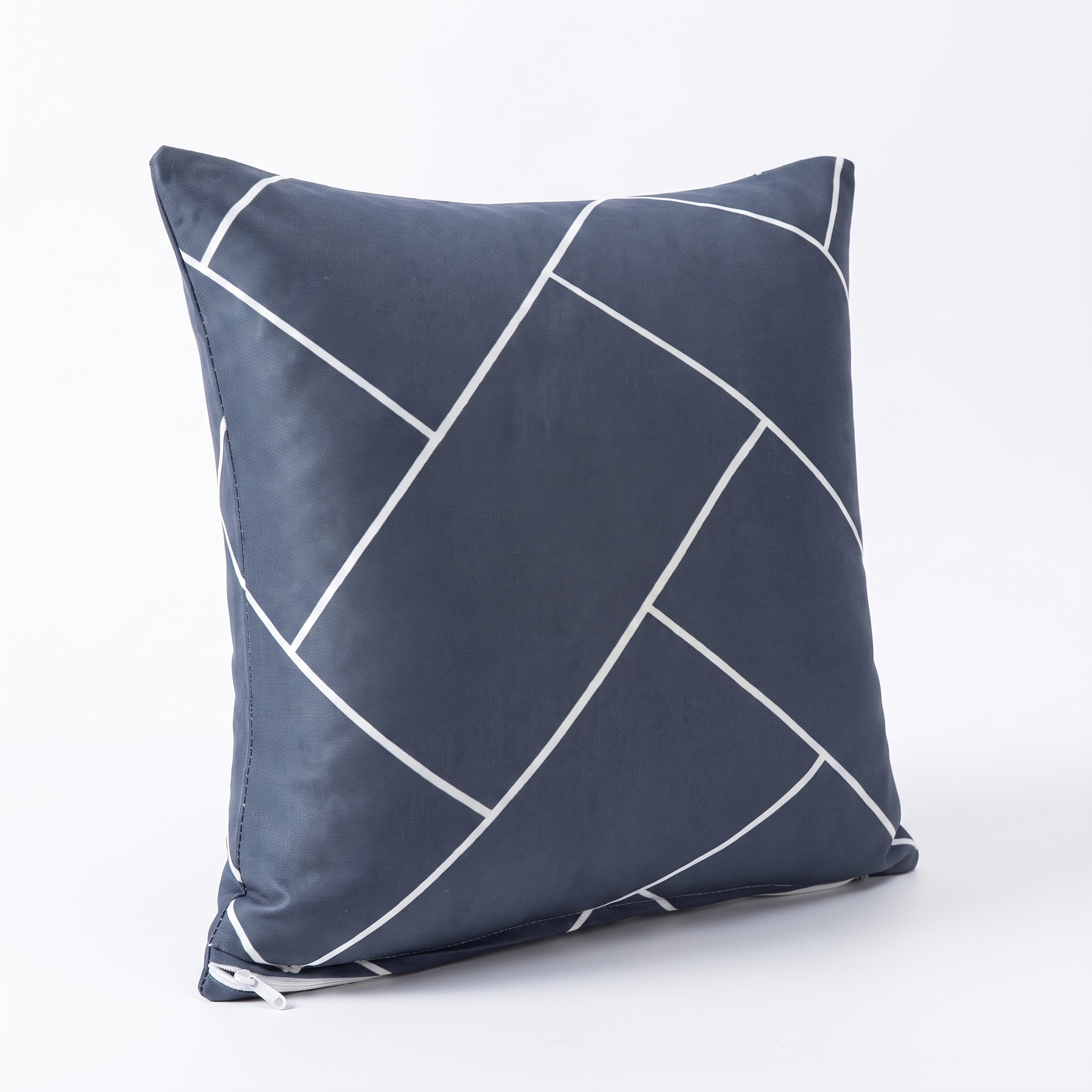 Throw Pillow Cover – Navy White Geometric Curve Print – product photo on a white background | Brivenzo