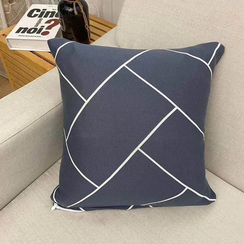 Throw Pillow Cover – Navy White Geometric Curve Print – product view 4 | Brivenzo