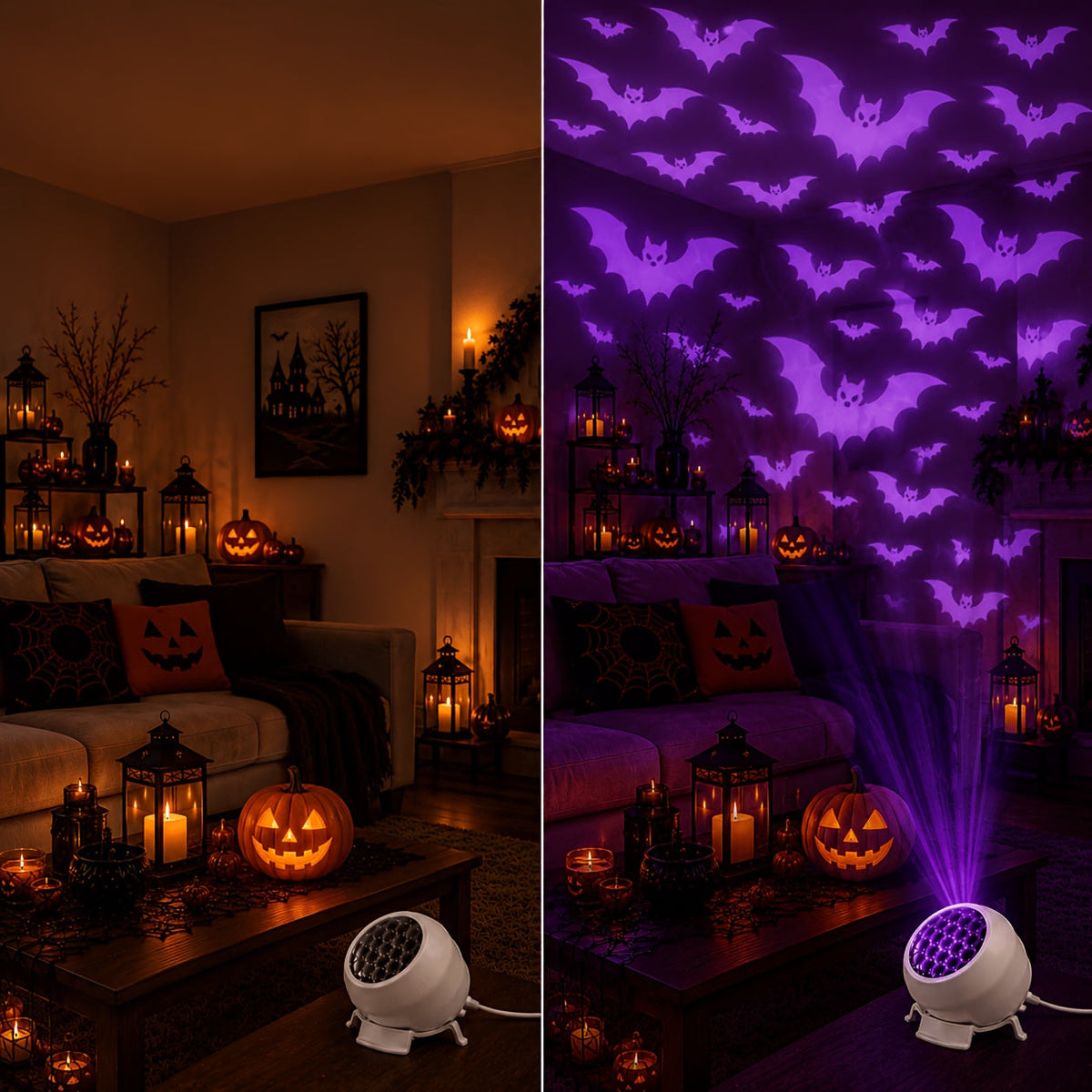 USB Halloween Bat Projector Lamp with Matching Base and 360 Degree Swivel, view 1