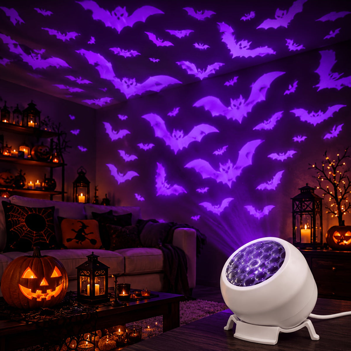 USB Halloween Bat Projector Lamp with Matching Base and 360 Degree Swivel, view 5