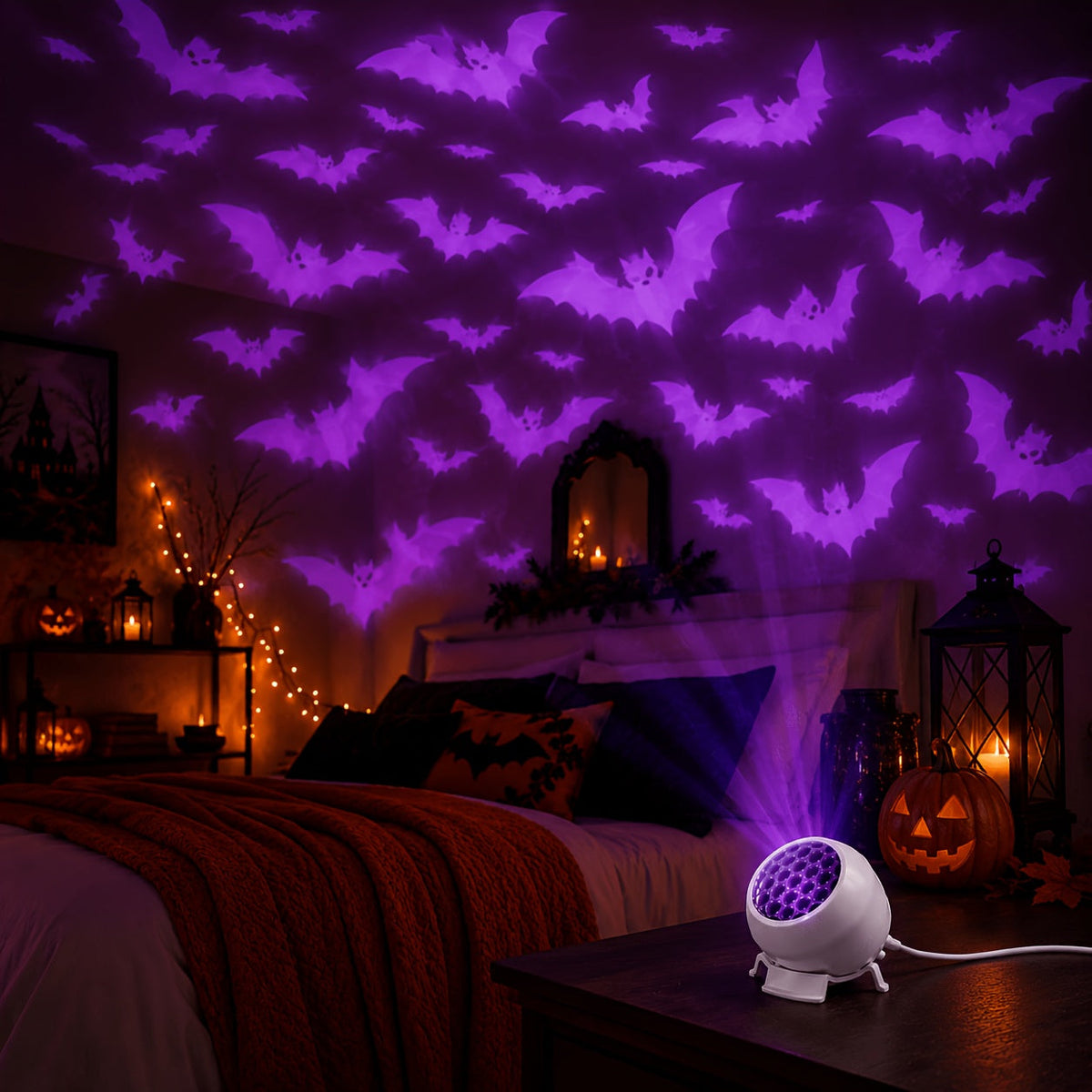 USB Halloween Bat Projector Lamp with Matching Base and 360 Degree Swivel, view 8