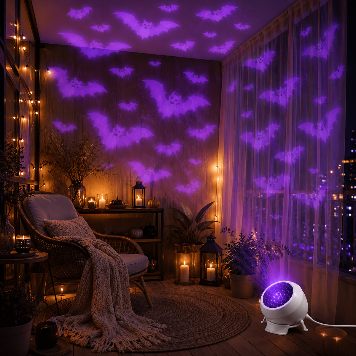 USB Halloween Bat Projector Lamp with Matching Base and 360 Degree Swivel, view 9