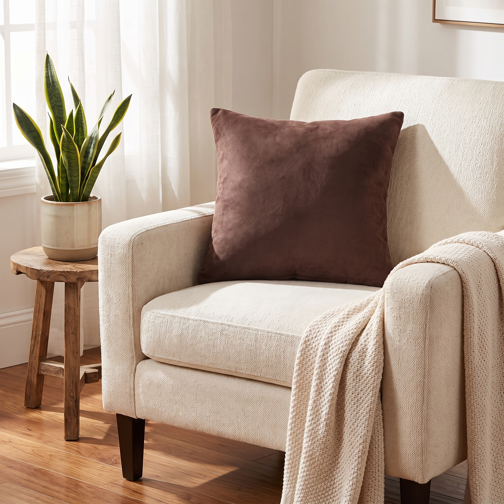 Velvet Throw Pillow Cover | Coffee Brown Velvet - Living Room