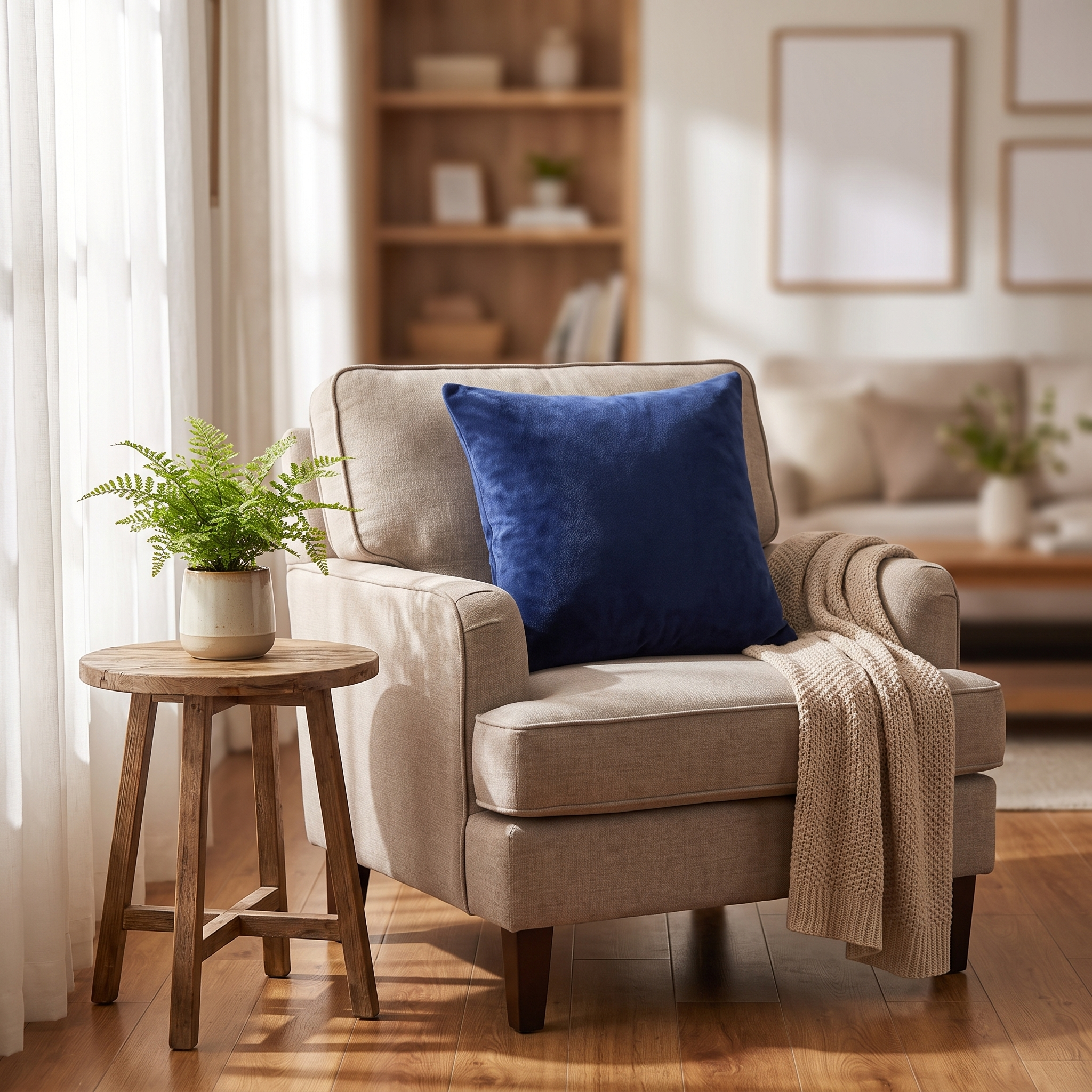 Velvet Throw Pillow Cover – Midnight Blue Velvet shown in a styled home interior | Brivenzo