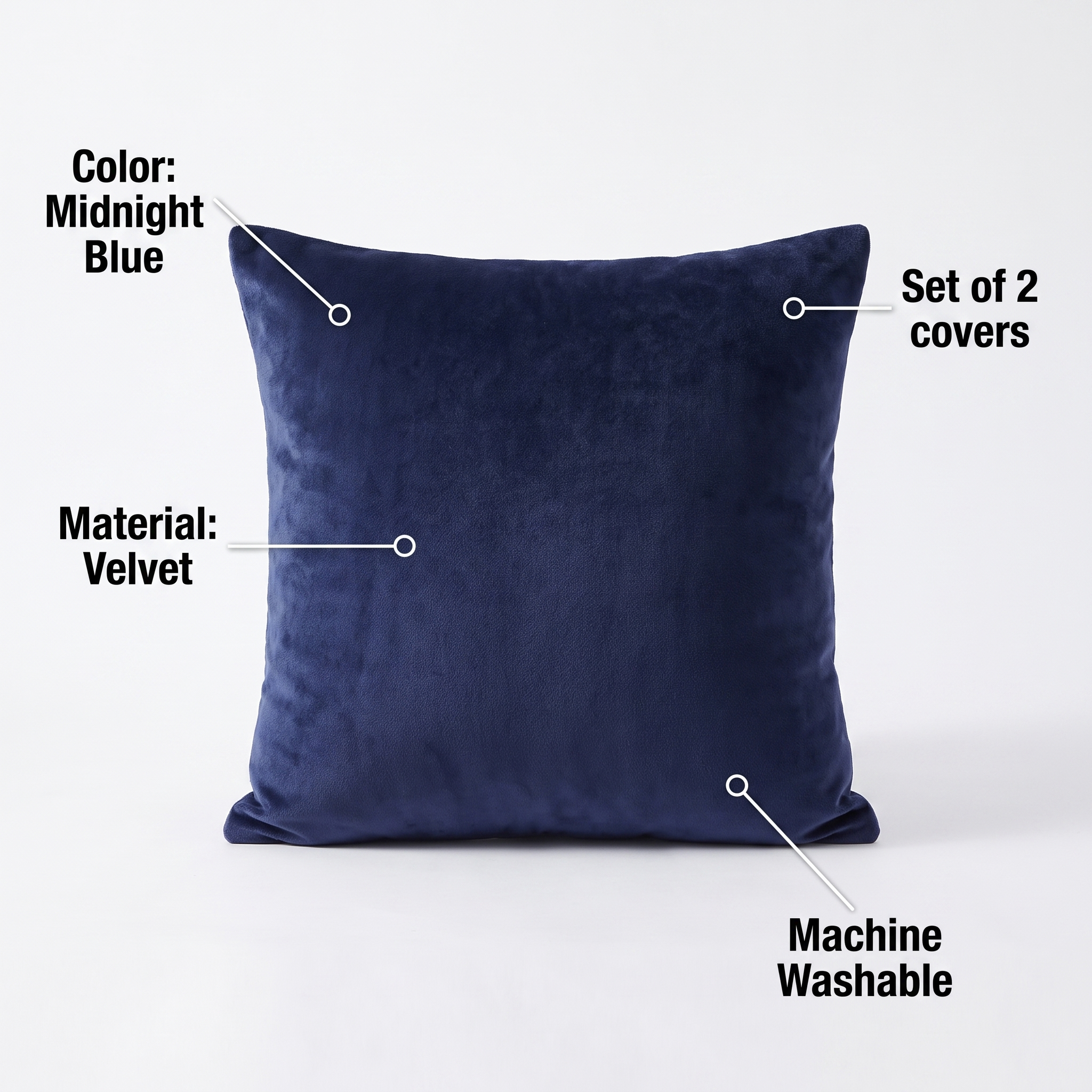 Velvet Throw Pillow Cover – Midnight Blue Velvet – features and specifications overview | Brivenzo