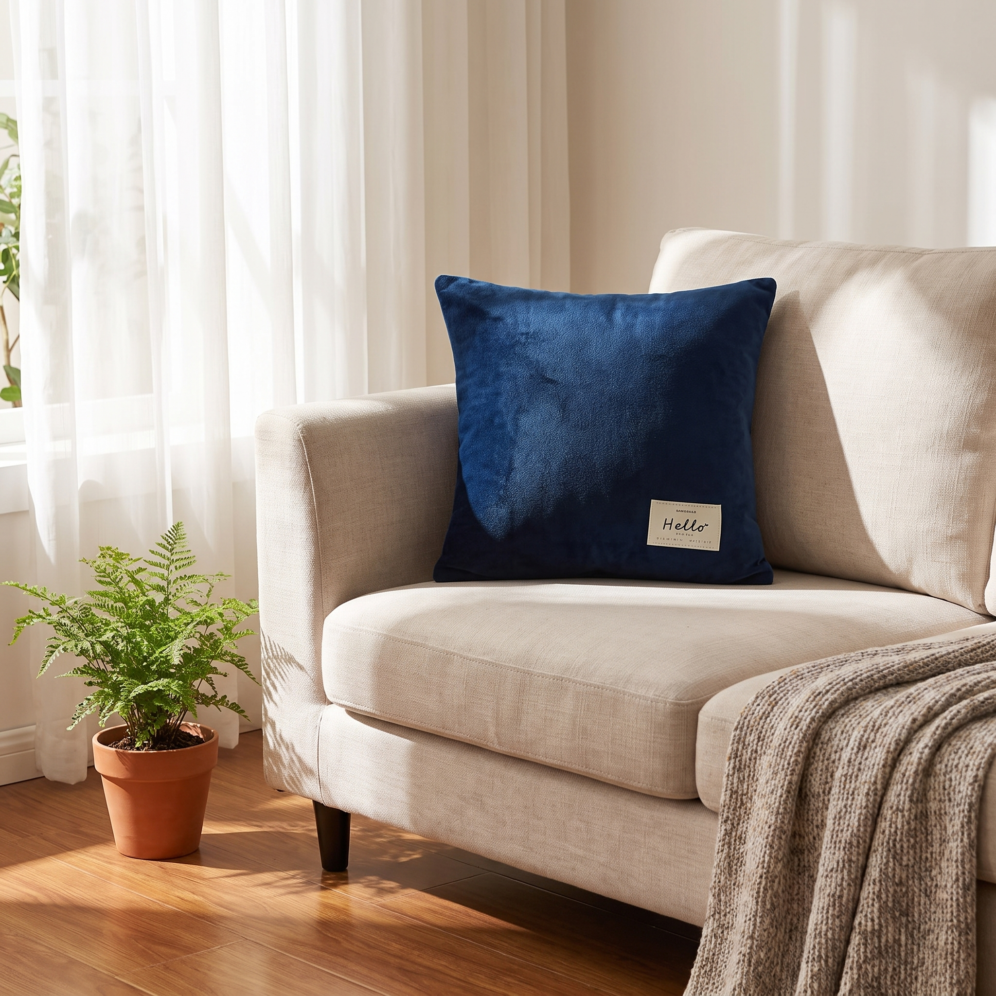 Velvet Throw Pillow Cover – Navy Blue shown in a styled home interior | Brivenzo