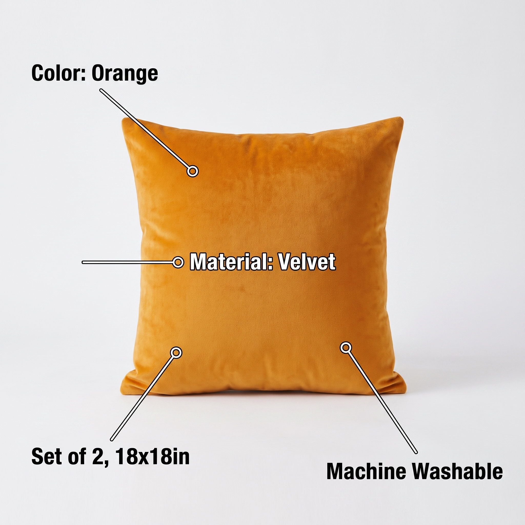 Velvet Throw Pillow Cover – Orange Velvet – features and specifications overview | Brivenzo