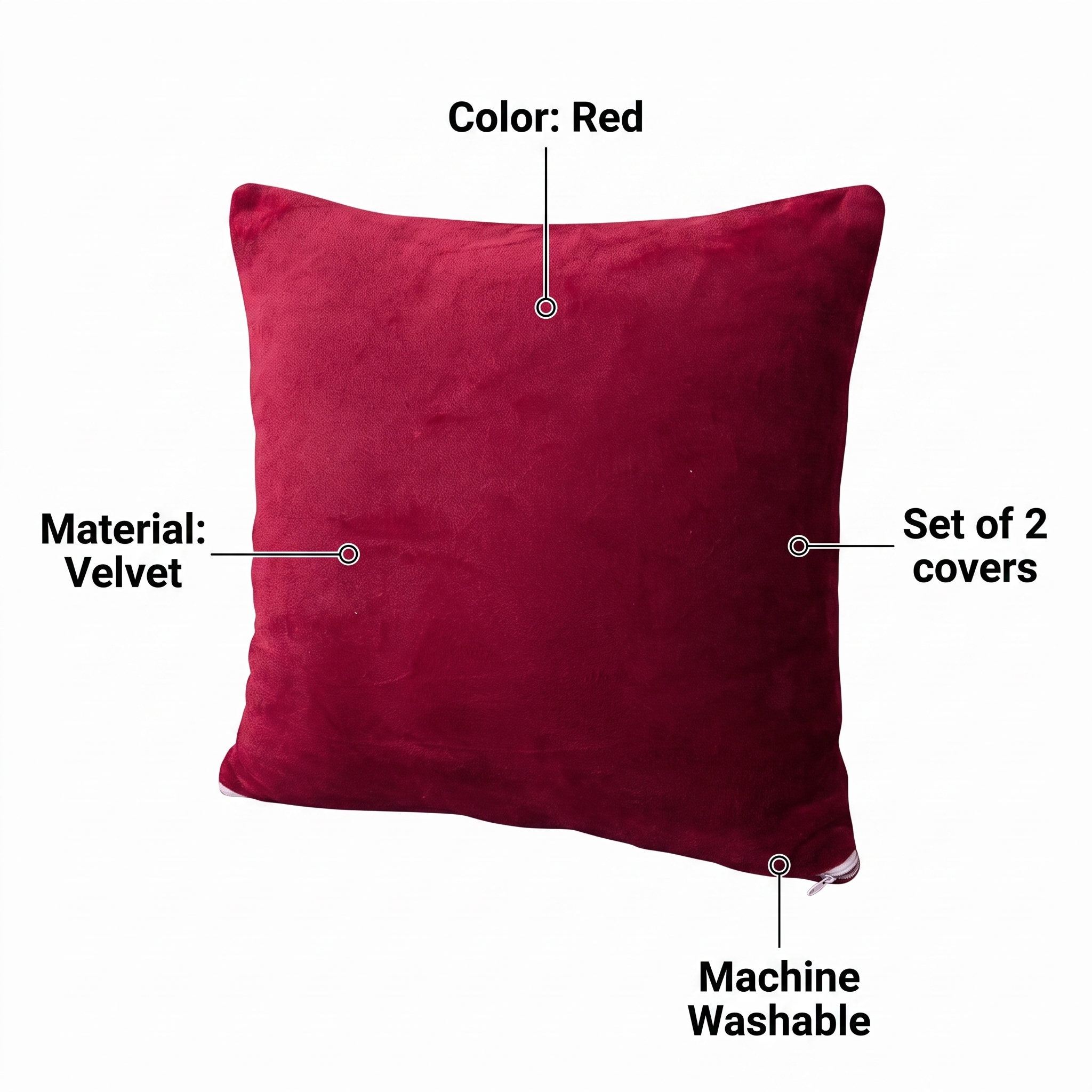 Velvet Throw Pillow Cover – Red Velvet – features and specifications overview | Brivenzo