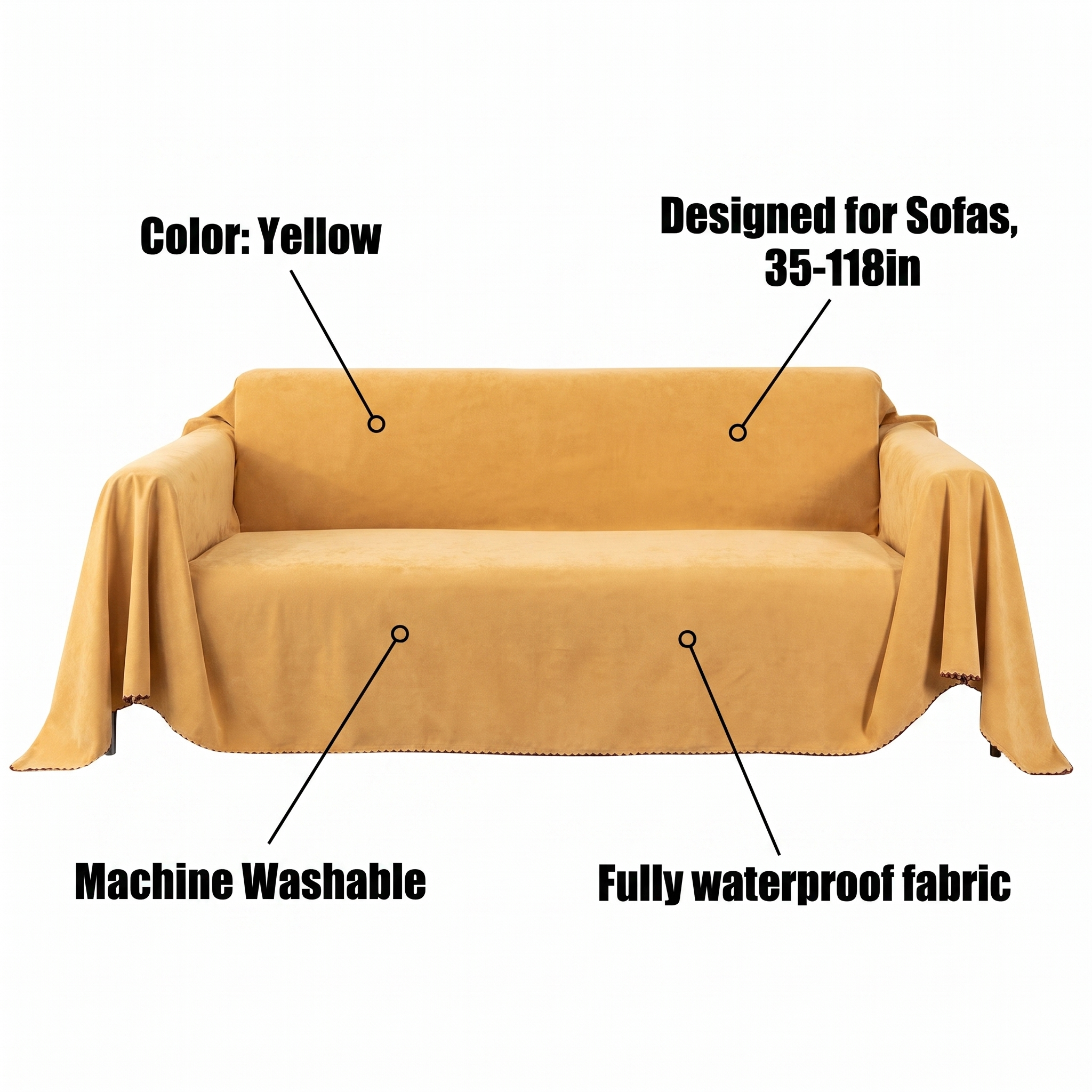 Waterproof Sofa Cover – Yellow – features and specifications overview | Brivenzo