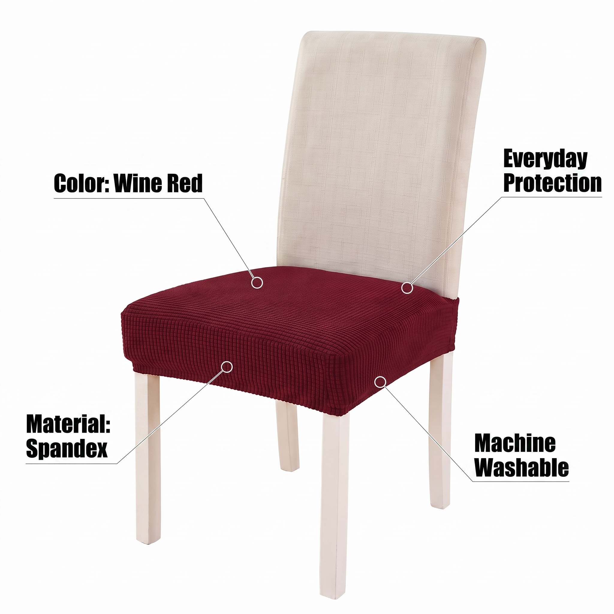 Wine Red Chair Seat Cover – Stretch Fit – features and specifications overview | Brivenzo