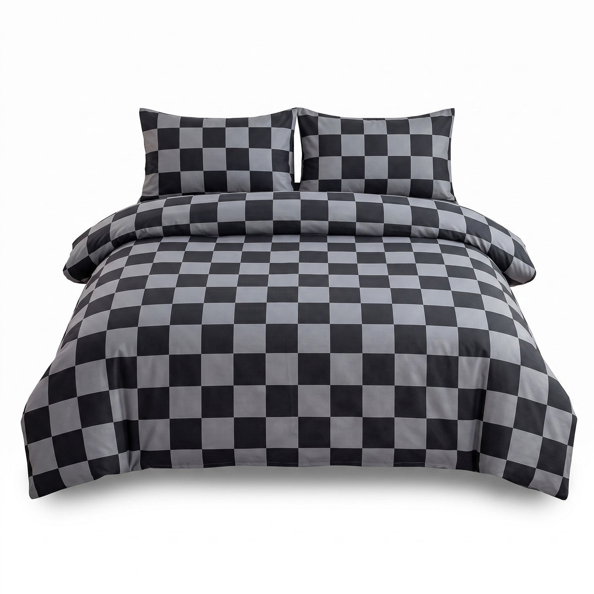 Checked Duvet Cover Set | Breathable Cotton Blend, 59-87in