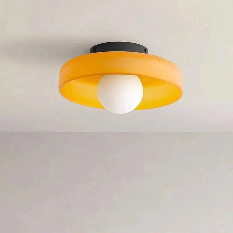 Ceiling Light with Tinted Glass Plate and Exposed Globe, 9.8 Inch, view 3