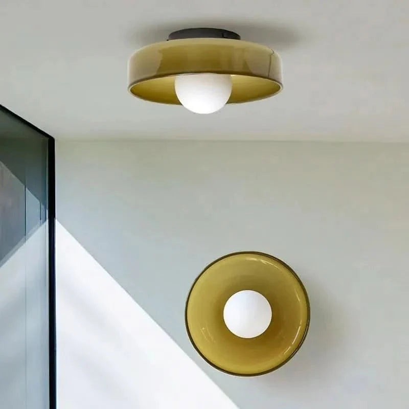 Ceiling Light with Tinted Glass Plate and Exposed Globe, 9.8 Inch, view 4