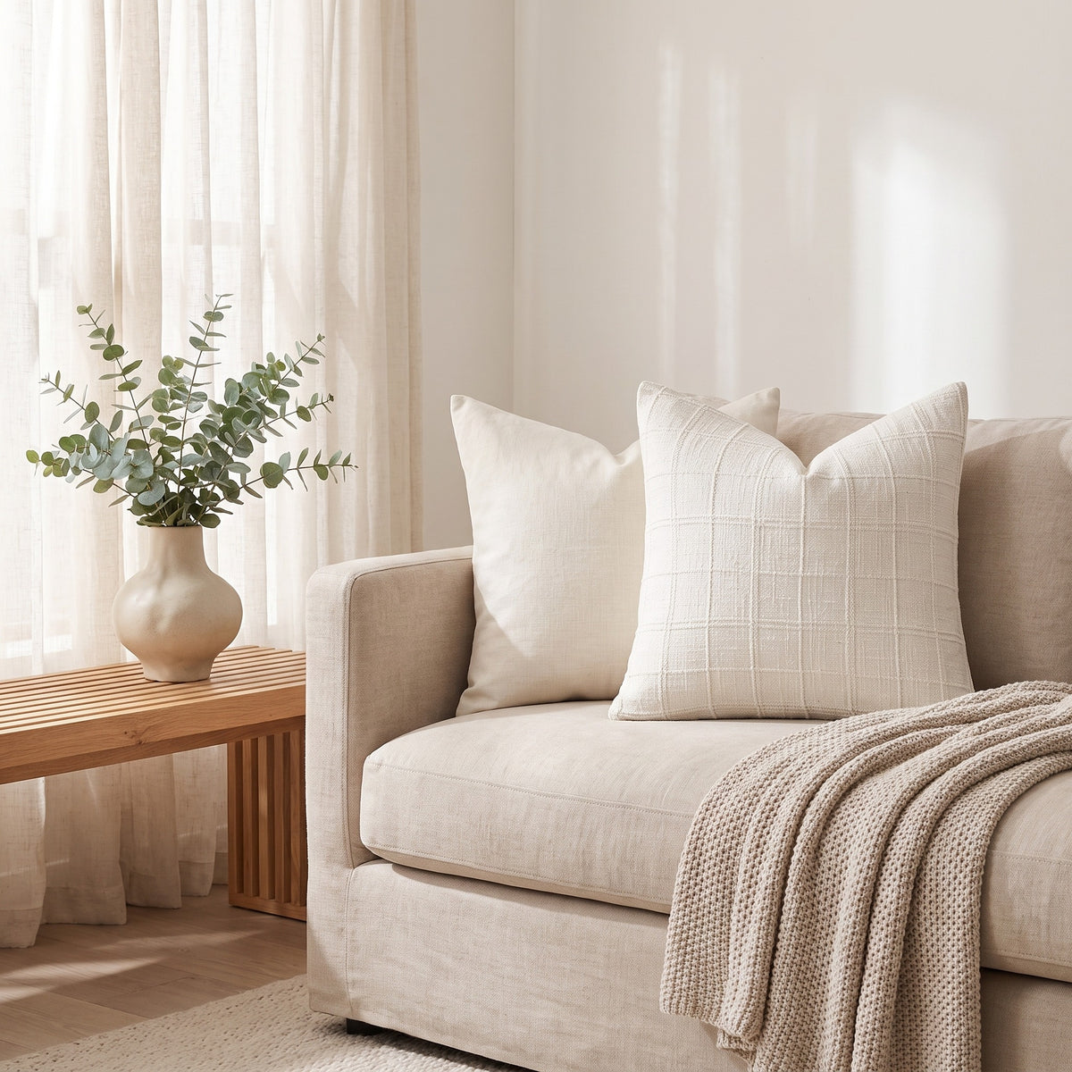 Boho Chenille Cushion Cover | Textured Weave, 16-20in