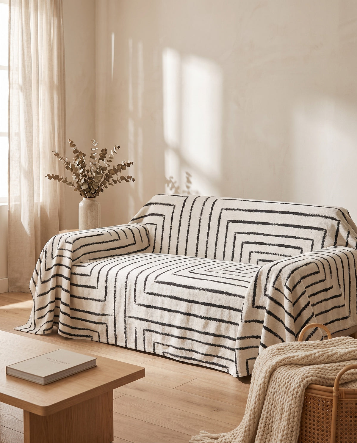 Chic Square Pattern Sofa Cover | Pet Friendly, 71-118in