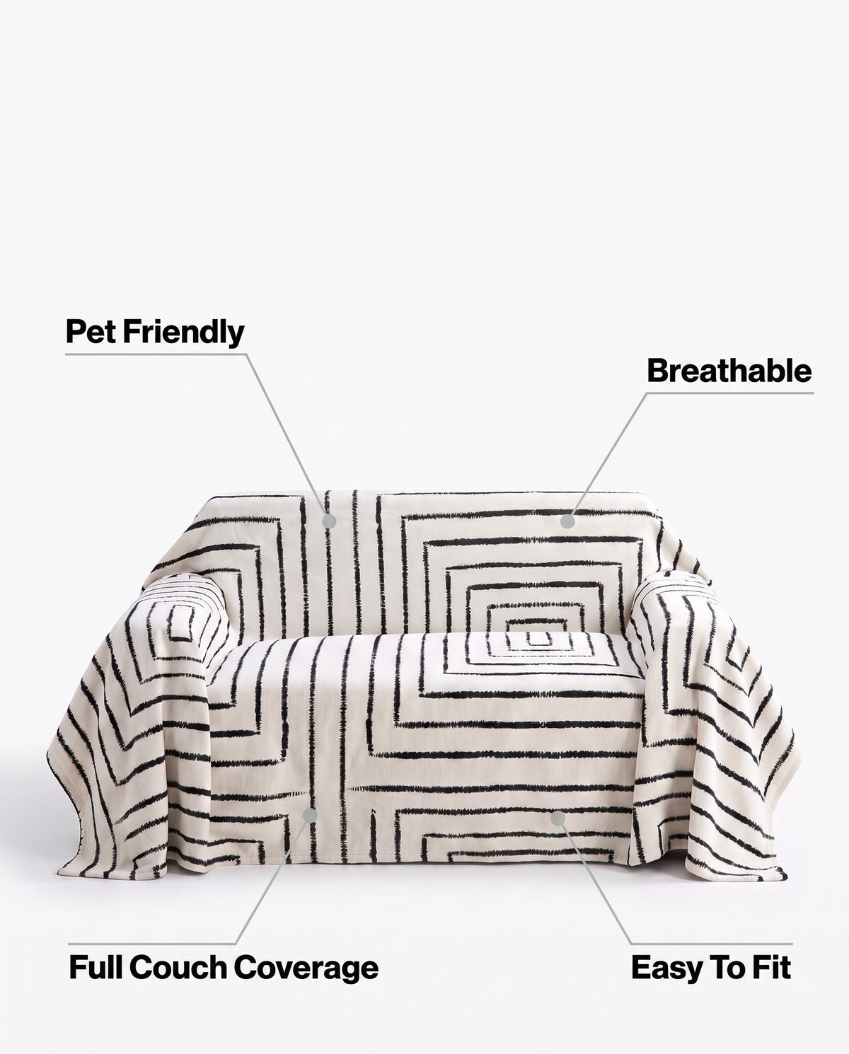 Chic Square Pattern Sofa Cover | Pet Friendly, 71-118in