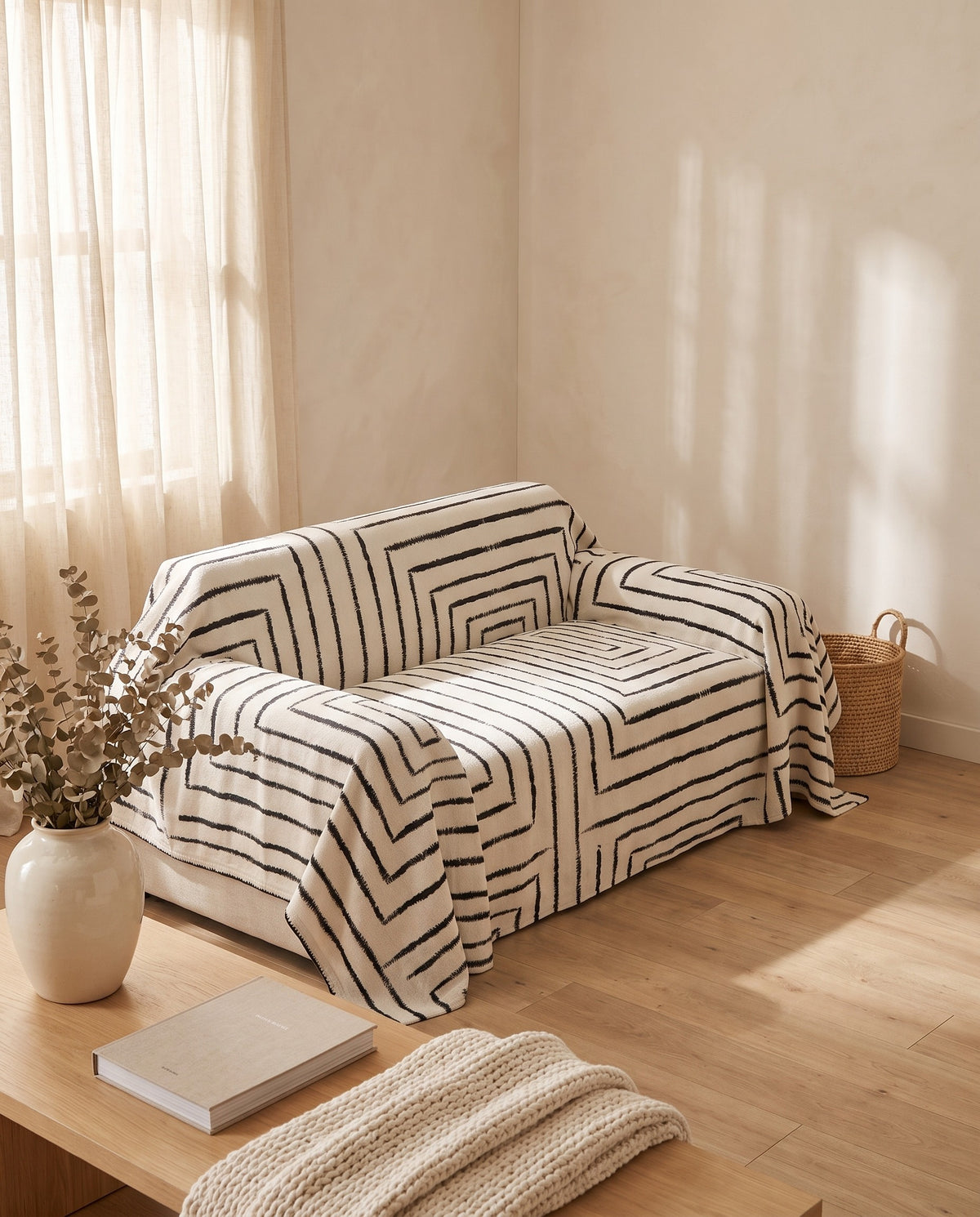 Chic Square Pattern Sofa Cover | Pet Friendly, 71-118in